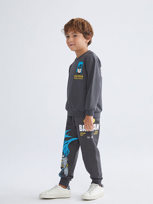 Bisiklet Yaka Batman Bask?l? Erkek ?ocuk E?ofman Tak?m