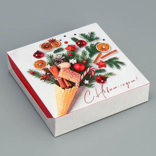 Цена за 5 шт. Коробка складная «С Новым годом!», 14×14×3.5 см