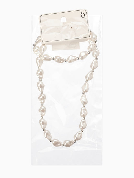 Набор 2 предмета: бусы, браслет «Жемчуг барочный. Капля», 40/18 см, белый в серебре