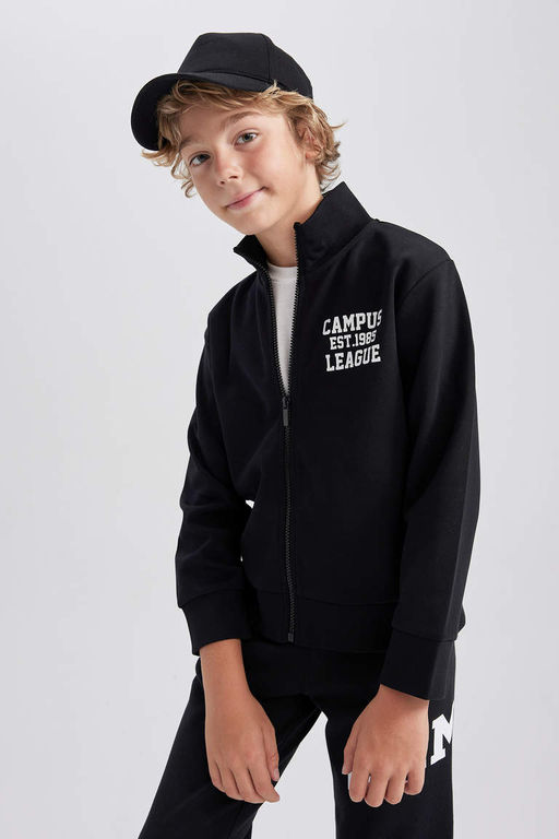 Толстовка на молнии с высоким воротником для мальчиков с принтом - Defacto фото 5