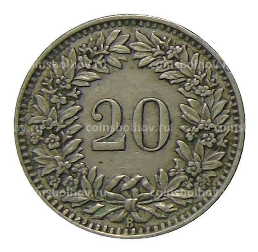 Монета 20 раппенов 1939 года Швейцария