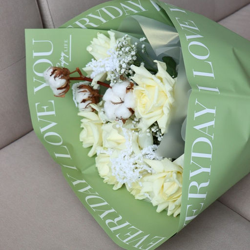 Цена за 10 шт. Плёнка двухсторонняя Love you, оливковый, 56 56 см - Дарите счастье фото 11