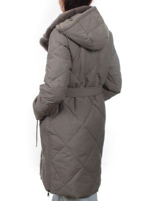 309 GRAY Пальто зимнее стеганое женское (200 гр. холлофайбер, натуральная норка) - Fashion фото 8