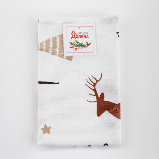 Цена за 2 шт. Полотенце Доляна X-Mas 40?70 см, 100%хл, рогожка 164 г/м?