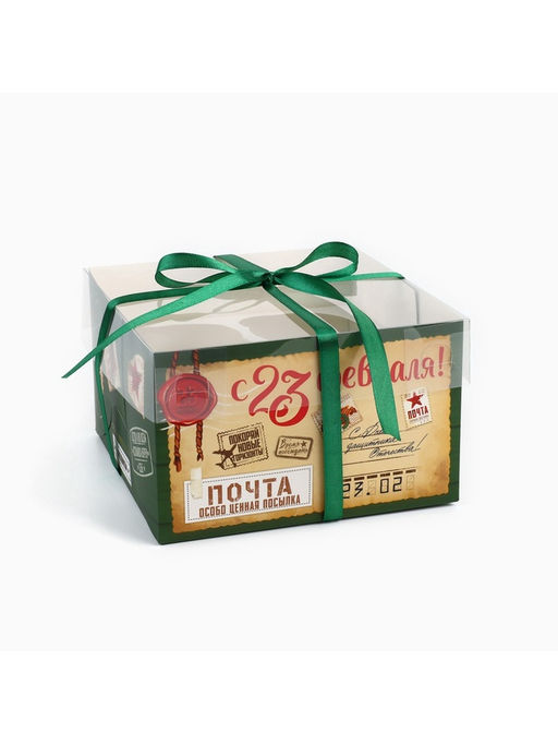 Цена за 5 шт. Коробка для капкейка 23 февраля, 16?16?10 см