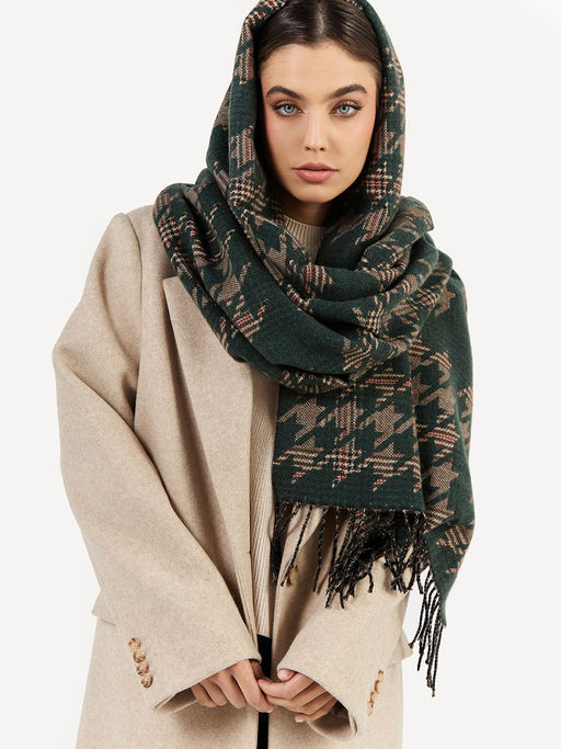 в составе ШЕРСТЬ  и КАШЕМИР Большой, мягкий, теплый  двусторонний палантин - Tantino фото 2