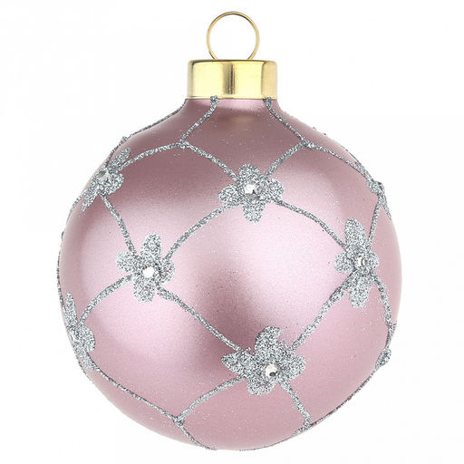 Елочная игрушка шар стеклянная д8см, розовый металлик, ручная художественная роспись, подарочная упаковка (Россия) - Домашняя мода фото 2