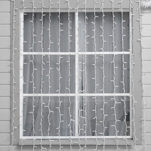 Гирлянда «Занавес» 2×3 м, IP65, УМС, белая нить каучук, 600 LED, свечение мульти, 220 В