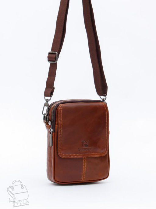 Сумка мужская кожаная 8613S brown Fuzhiniao