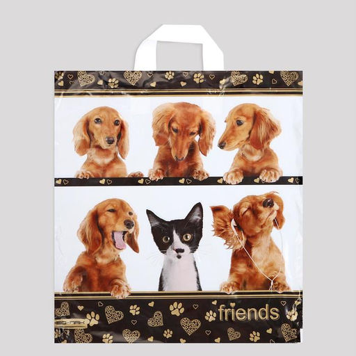 Цена за 25 шт. Пакет «Верные друзья», полиэтиленовый с петлевой ручкой, 38×40 см, 40 мкм