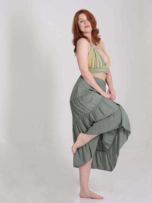 Юбка в стиле бохо из штапеля ярусная - Almond фото 11