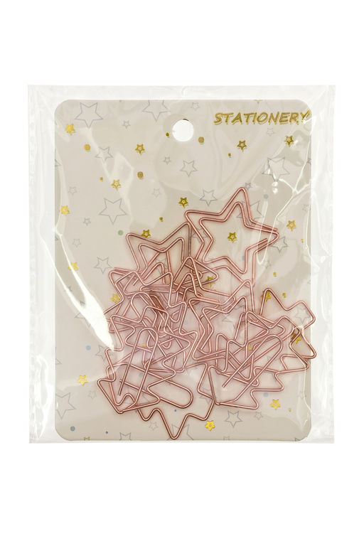 Скрепки декоративные Елочка и звездочка 3 см (10 шт) SF-7837, розовое золото - Больше подарков фото 2