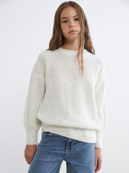 Bisiklet Yaka K?z ?ocuk Triko Kazak