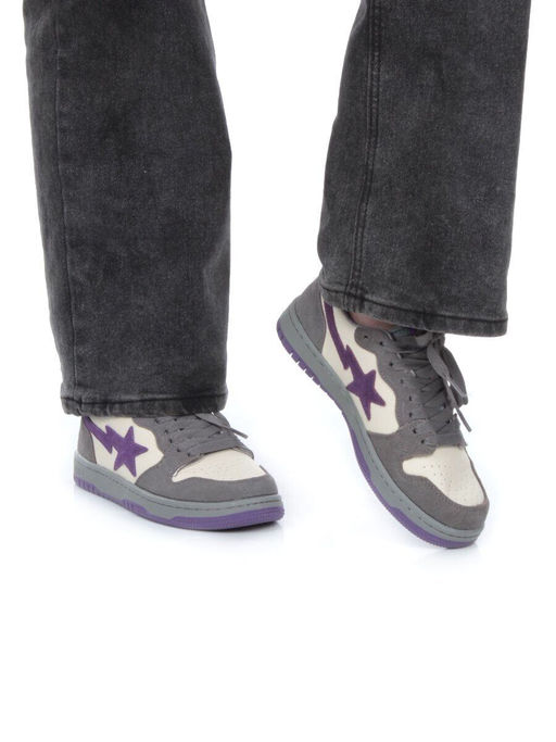 05-717-13 DARKGRAY/PURPLE Кроссовки женские (натуральная замша, натуральная кожа)