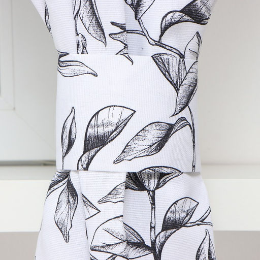 Шторы для кухни Доляна Plant leaves 146×180 см - 2 шт., подхваты - 2 шт., 100% хлопок, 164 г/м²