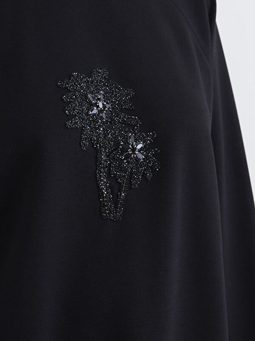 Bisiklet Yaka Boncuk ??lemeli Kad?n Sweatshirt Tunik