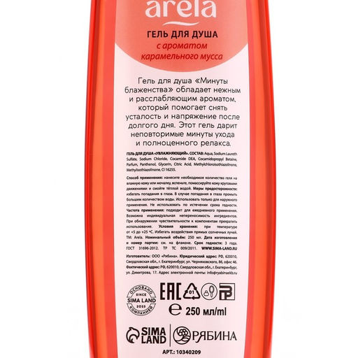 Цена за 3 шт. Гель для душа женский «Минуты блаженства», 250 мл, аромат карамельного мусса, ARELA