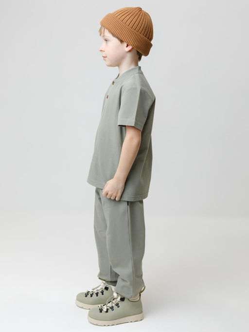 Поло Crockid хаки для мальчика хлопок  фото 4