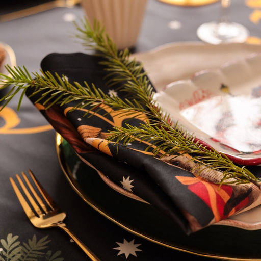 Набор салфеток сервировочных «Этель» Fairy tale, 4 шт., чёрные, 40×40 см