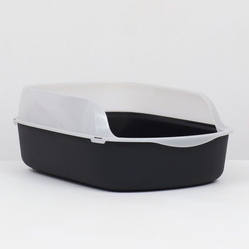 Туалет с бортом, 50×35×18 см, пластик, чёрный