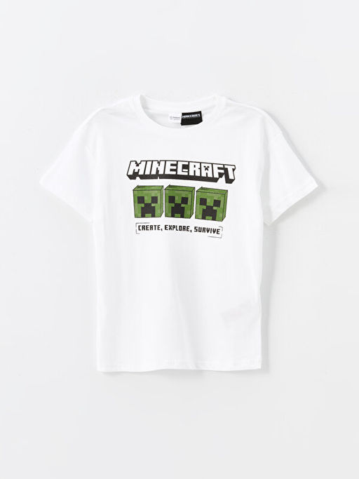 Bisiklet Yaka Minecraft Bask?l? Erkek ?ocuk ?ortlu Pijama Tak?m? - Waikiki фото 2