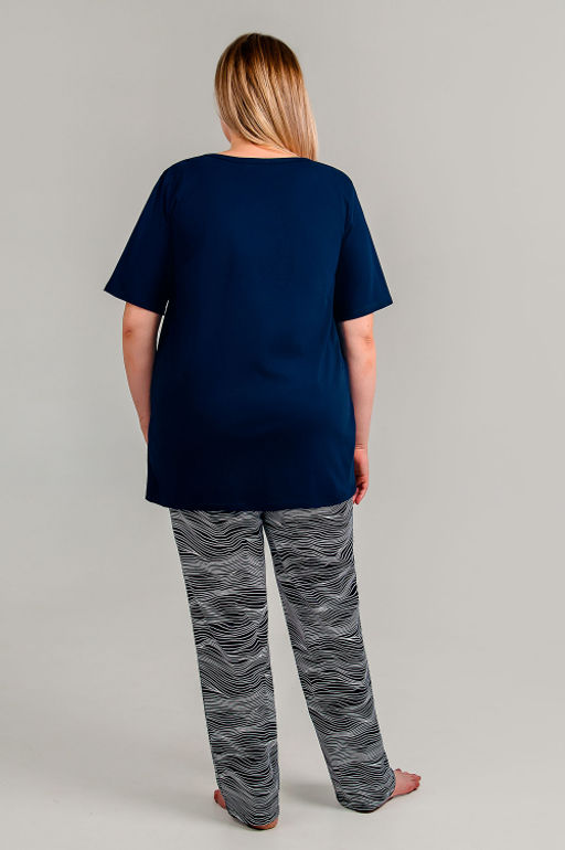 Арт. 9173 Пижама с брюками 50-60 (6 шт) Цвет:верх темно-синий, низ сине-белый - Калинка фото 4