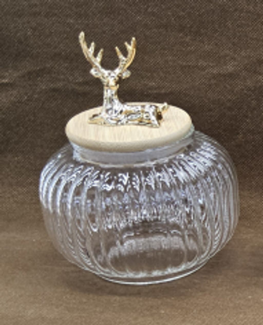 Банка для сыпучих бамбуковая крышка Бочонок рифленая / 9544 /уп 60/ - ГалеонТрейд фото 2