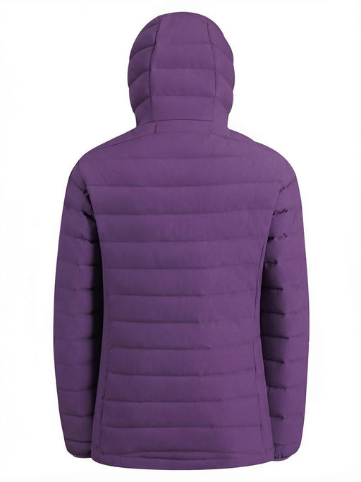 Куртка женская стёганая с капюшоном с графеновой подкладкой темно-фиолетового цвета 9624_1TF