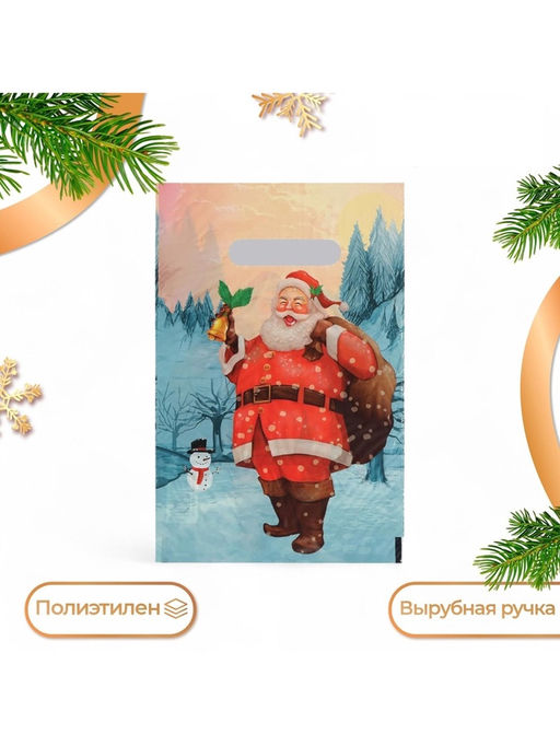Цена за 50 шт. Пакет подарочный новогодний «Звуки праздника», полиэтиленовый с вырубной ручкой, 20×30 см