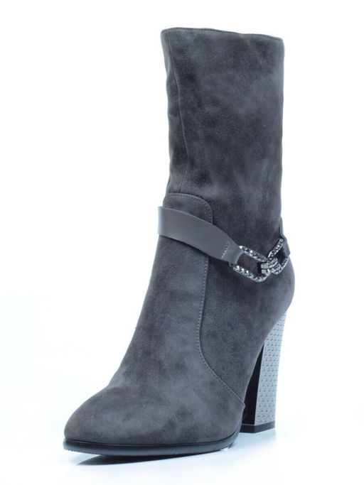 YF189-062M DK.GREY Полусапоги зимние женские (натуральная замша, натуральный мех (еврозима))