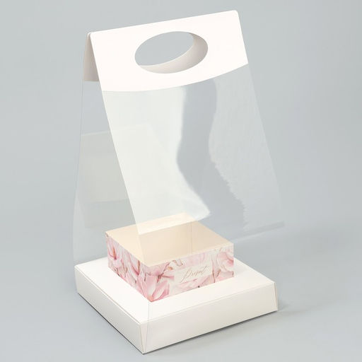 Коробка подарочная складная переноска для цветов, упаковка, Нежность, 20?20?4 см