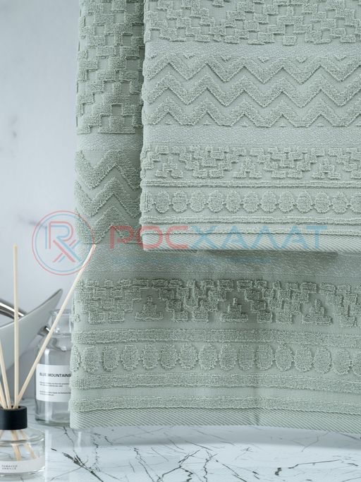 Махровое полотенце жаккардовое Соната оливковый ПМА-6603 (309) 70х140 - Росхалат фото 3