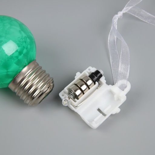 Ёлочный шар Зимний узор зелёный, d=5 см, 1 LED, от батареек AG13x3, свечение тёплое белое - Luazon lighting фото 3