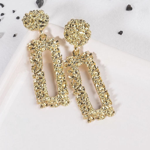 Серьги металл «Карибы» прямоугольные, цвет золото