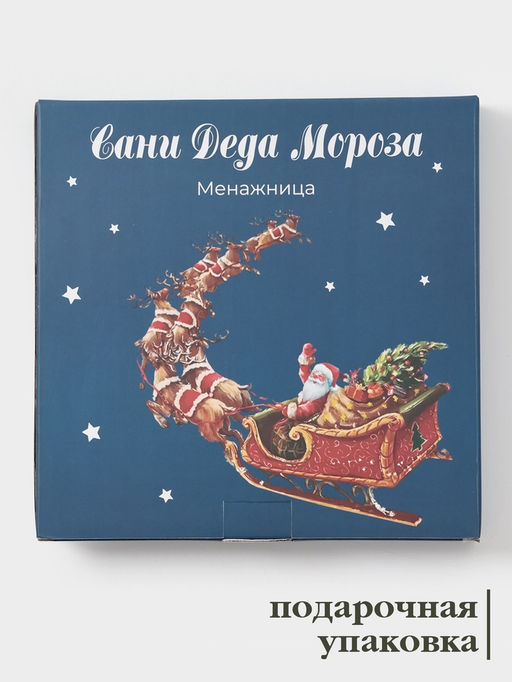 Менажница новогодняя Доляна «Сани Деда Мороза», 5 ячеек, 25.5×3.1 см, доломит, белая
