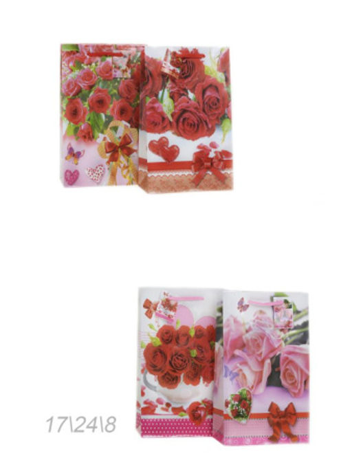 Цена за 12 шт. Пакет подарочный 17х24х8 / 161-1 /уп 12/600/1200/ микс