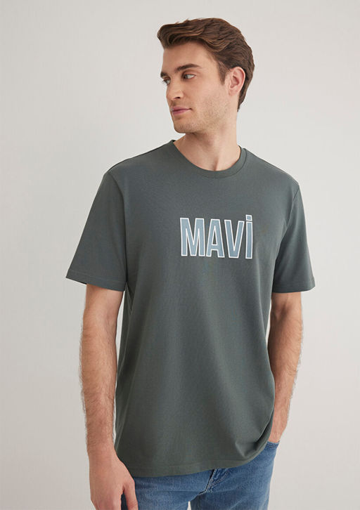 Mavi Logo Bask?l? Yesil Tisort