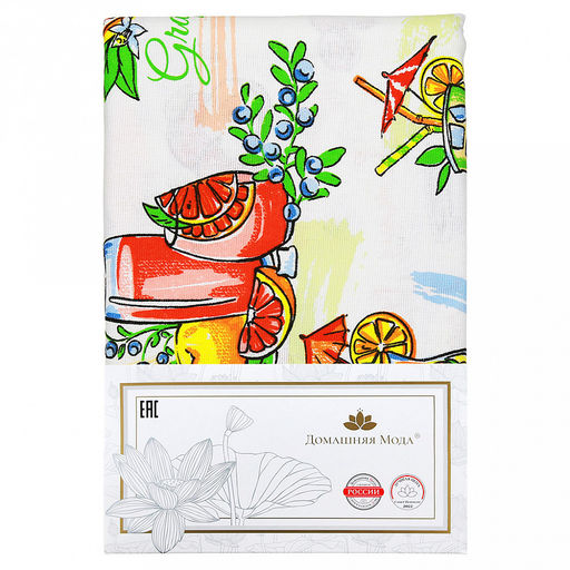 Скатерть 200х145см "Лимонад", длина стола до 160см, на 6-8 персон, хлопок "Комфорт" 171г/м2, упаковка классическая, пакет ПВХ 28х41см, "Домашняя мода" (Россия)