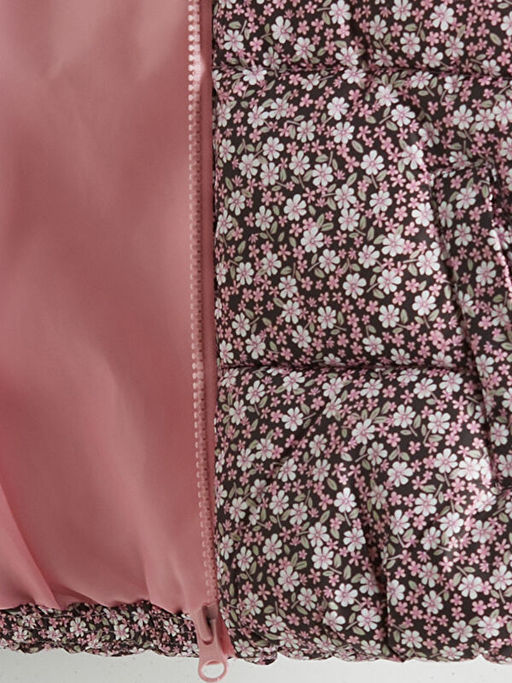 Kap??onlu ?i?ek Desenli K?z ?ocuk ?i?me Yelek