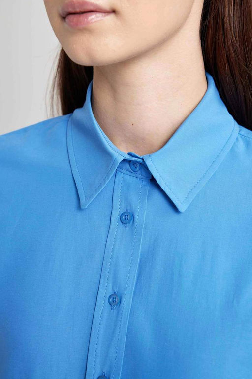 Рубашка-туника из поплина с длинными рукавами Relax Fit - Defacto фото 5