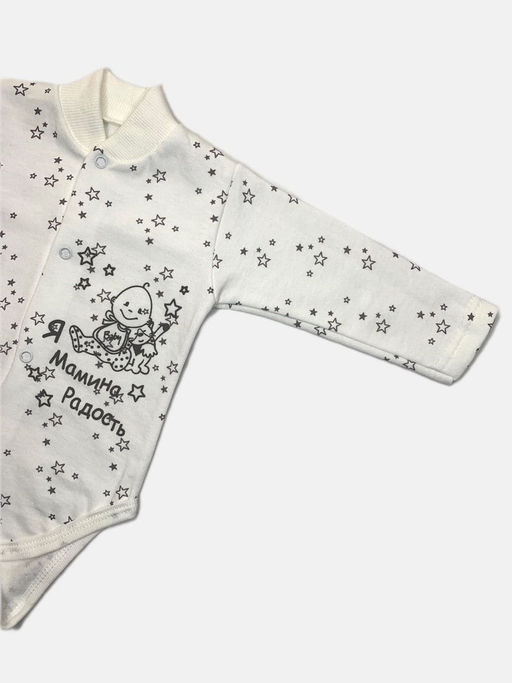 Костюм футер: чепчик, боди, штаны, арт.dA2-KS153-ITnk, белый звезды - Мамин малыш фото 2