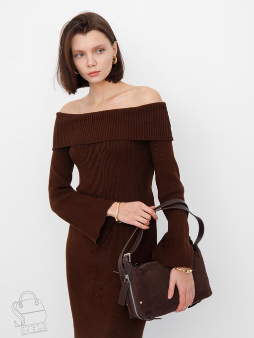 Сумка женская кожаная 6148QF d.coffee  Polina&Eiterou