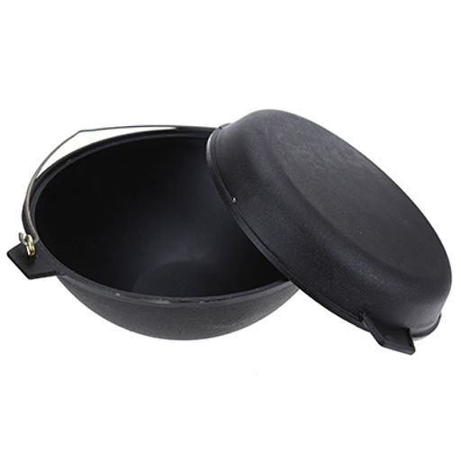 Котел чугунный 5л, д31см h14см, литой, алюминиевая крышка-сковорода, с дужкой (Россия) - Домашняя мода фото 2