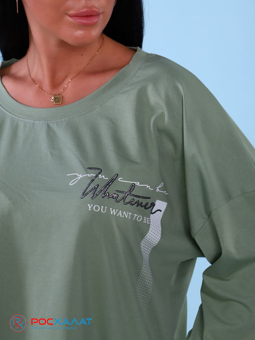 Трикотажный костюм с брюками оливковый К-59 (4)