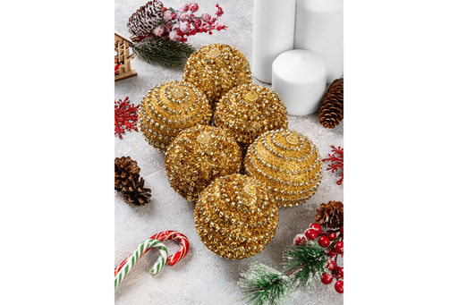 Набор 6 новогодних шаров 9,5*9,5 см Золотой узор - Elan gallery фото 12