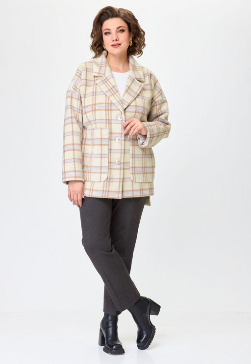 Пальто БелЭльСтиль 841 молочная клетка фото 2