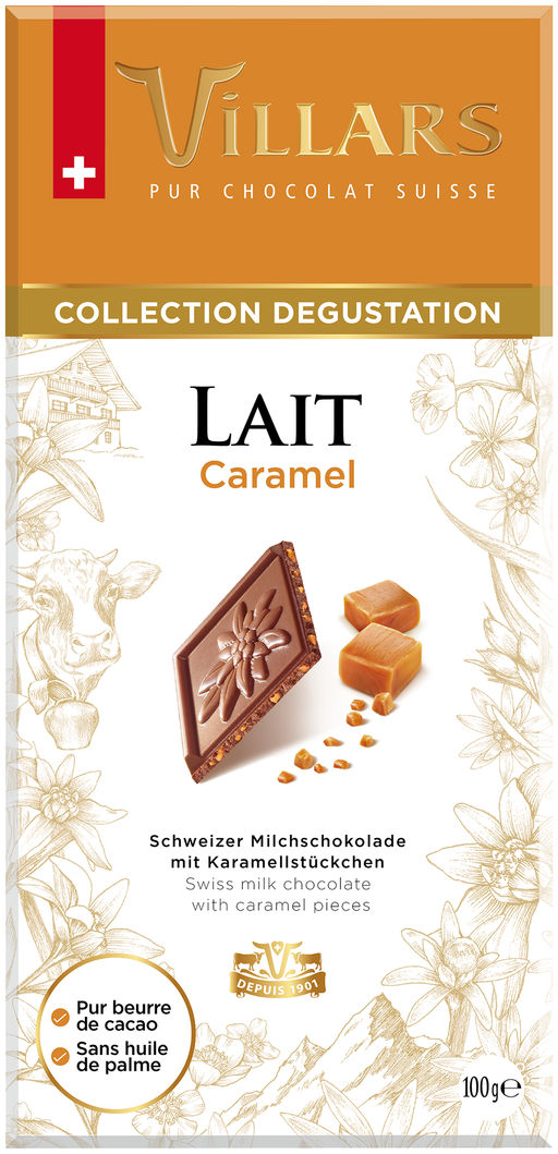 Шоколад Villars молочный с кусочками карамели 100 г, Швейцария