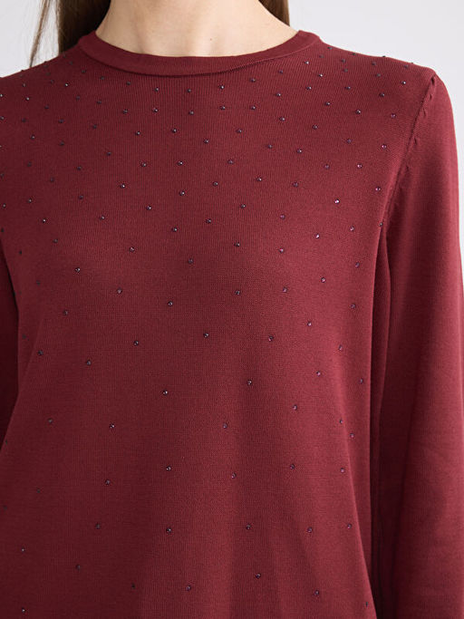 Bisiklet Yaka Ta?l? Kad?n Triko Kazak