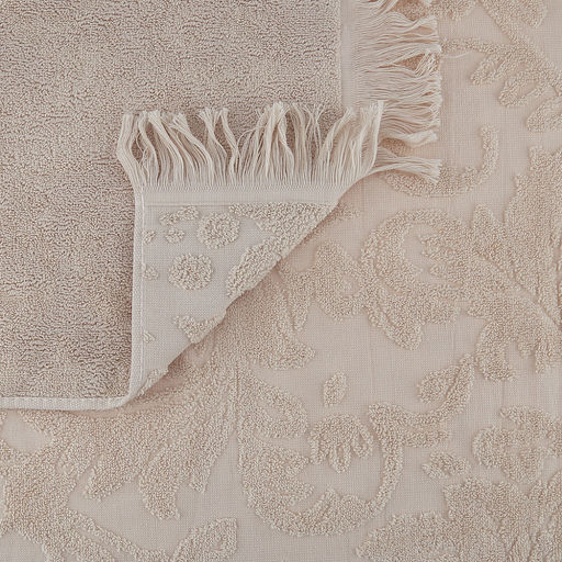 Полотенце махровое "Королевский шик" 70х140см, хлопок 100%, с бахромой, кремовый (Китай)