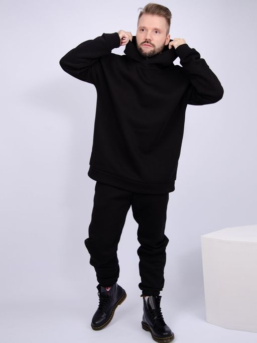 Костюм Грей черный, футер начес - Малина фото 11